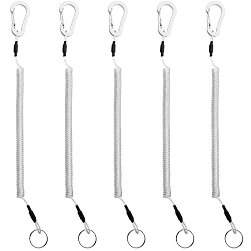 Angeln Lanyard (5er Pack) Einziehbarer Sicherheit Mehrfarbiger Draht Stahl Anti-Lost-Stretchschnur für die Angelzange Schlüssel Fischgreifer Camping und Jagd von SULIUDAJI