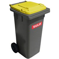 Sulo - citybac classic 120 Liter Grau mit Gelbem Deckel Mülltonne Müllbehälter Abfalltonne Made in Germany Extra Starker Kunststoff Leise von SULO