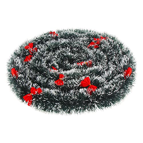 SULOLI 10 Meter Weihnachtsgirlande grün,Weihnachtsbaum Girlande mit Schnee und 24 roten Schleifen,Tannengirlande für Indoor Außen und Treppe Weihnachtsdeko SULOLI 10 Meter Weihnachtsgirlande grün,Weihnachtsbaum Girlande mit Schnee und 24 roten Schleifen,Tannengirlande für Indoor Außen und Treppe Weihnachtsdeko von SULOLI