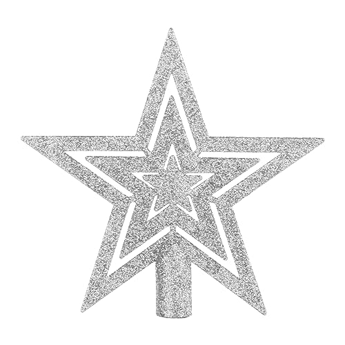 SULOLI Silber Glänzender Weihnachtsstern,Stern für die Weihnachtsbaum,glänzenden Christbaumspitzen Für weihnachtsbaumschmuck Party Dekoration von SULOLI