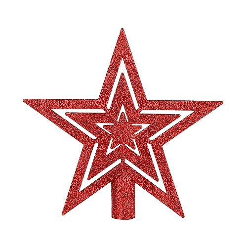 SULOLI Weihnachtsbaumspitze mit Glitzerstern, bruchsicher, für Weihnachtsbaumschmuck (rot) von SULOLI