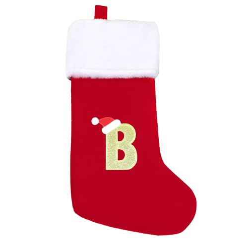 SULOLI Weihnachtsstrumpf,Rote Strumpftaschen,Geschenktüten Weihnachtssocken Zum Aufhängen für Weihnachtsbaum und Heim Deko(B) von SULOLI