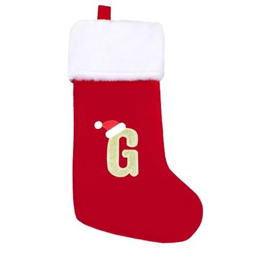 SULOLI Weihnachtsstrumpf,Rote Strumpftaschen,Geschenktüten Weihnachtssocken Zum Aufhängen für Weihnachtsbaum und Heim Deko(G) von SULOLI