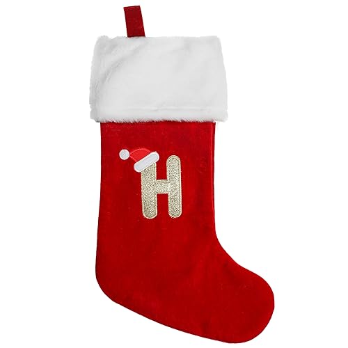 SULOLI Weihnachtsstrumpf,Rote Strumpftaschen,Geschenktüten Weihnachtssocken Zum Aufhängen für Weihnachtsbaum und Heim Deko(H) von SULOLI