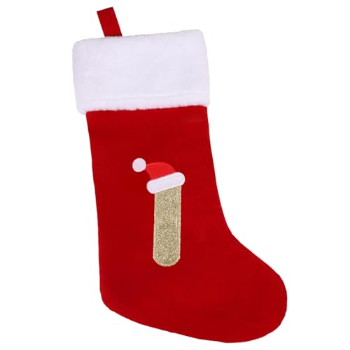 SULOLI Weihnachtsstrumpf,Rote Strumpftaschen,Geschenktüten Weihnachtssocken Zum Aufhängen für Weihnachtsbaum und Heim Deko(I) von SULOLI