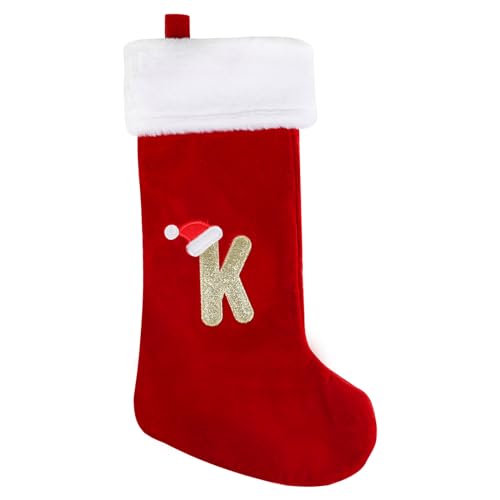 SULOLI Weihnachtsstrumpf,Rote Strumpftaschen,Geschenktüten Weihnachtssocken Zum Aufhängen für Weihnachtsbaum und Heim Deko(K) von SULOLI