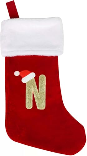 SULOLI Weihnachtsstrumpf,Rote Strumpftaschen,Geschenktüten Weihnachtssocken Zum Aufhängen für Weihnachtsbaum und Heim Deko(N) von SULOLI