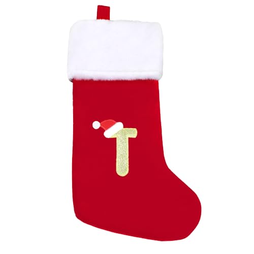 SULOLI Weihnachtsstrumpf,Rote Strumpftaschen,Geschenktüten Weihnachtssocken Zum Aufhängen für Weihnachtsbaum und Heim Deko(T) von SULOLI