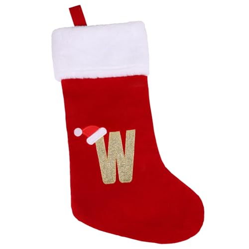 SULOLI Weihnachtsstrumpf,Rote Strumpftaschen,Geschenktüten Weihnachtssocken Zum Aufhängen für Weihnachtsbaum und Heim Deko(W) von SULOLI