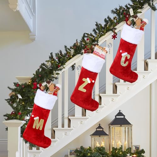 SULOLI Weihnachtsstrumpf,Rote Strumpftaschen,Geschenktüten Weihnachtssocken Zum Aufhängen für Weihnachtsbaum und Heim Deko(Z) von SULOLI