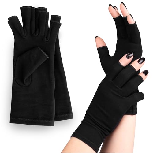 SULPO 2 Paar Arthritis Handschuhe - Fingerlose Handschuhe für Damen und Herren - Ohne Fingerkuppen - Dünne Handschuhe - Fingerless Gloves für Arbeit, Sport - Kurzfingerhandschuhe - L von SULPO