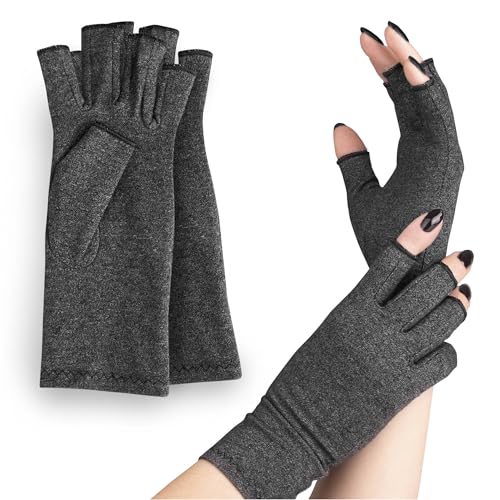 SULPO Arthrose-Handschuhe - Fingerlose Handschuhe für Damen und Herren - Grau - M von SULPO