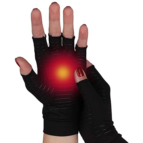 SULPO Kompressionshandschuhe - Warme Handschuhe, fingerlos - Handbandage zur Linderung von Rheuma, Arthrose, Arthritis, Sehnenscheidenentzündung, Karpaltunnelsyndrom - Größen: S, M, L von SULPO
