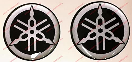 SUMA SHOP - 2 Motorrad-Aufkleber, kompatibel mit Yama, Logo-Aufkleber, kompatibel, 1 Paar geharzte Aufkleber, 3D-Effekt, Tank, Helm, Durchmesser 3,5 cm, Schwarz/Silber SUMA SHOP - 2 Motorrad-Aufkleber, kompatibel mit Yama, Logo-Aufkleber, kompatibel, 1 Paar geharzte Aufkleber, 3D-Effekt, Tank, Helm, Durchmesser 3,5 cm, Schwarz/Silber von SUMA SHOP