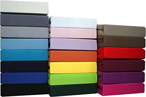 SUMG Farbenfrohes Jersey Spannbettlaken aus hautsympathischer 100% Baumwolle (Weiß 120 x 200 cm) von SUMG