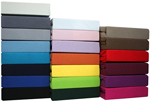 SUMG Farbenfrohes Jersey Spannbettlaken Spannbetttuch Bettlaken aus hautsympathischer 100% Baumwolle (200 x 220 cm Wasserbetten, Boxspringbetten, Schwarz), 4260600426495 von SUMG