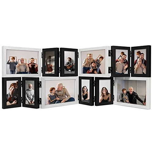 SUMGAR Bilderrahmen Collage Schwarz/Weiß Mehrere 10x15cm Fotorahmen Tischrahmen Wandrahmen mit HD Glas Modern Desktop Einfache Gedenkfotorahmen Zusammenklappbar Rahmen von SUMGAR