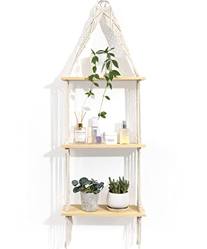 SUMGAR Wandregal Holz Makramee Wandbehang Regal Wand Boho Deko Schweberegal Quaste Handgewebte Natürliches Treibholz Hängeregal Chic Schwimmende Regale Für Wohnzimmer (Premium) SUMGAR Wandregal Holz Makramee Wandbehang Regal Wand Boho Deko Schweberegal Quaste Handgewebte Natürliches Treibholz Hängeregal Chic Schwimmende Regale Für Wohnzimmer (Premium) von SUMGAR
