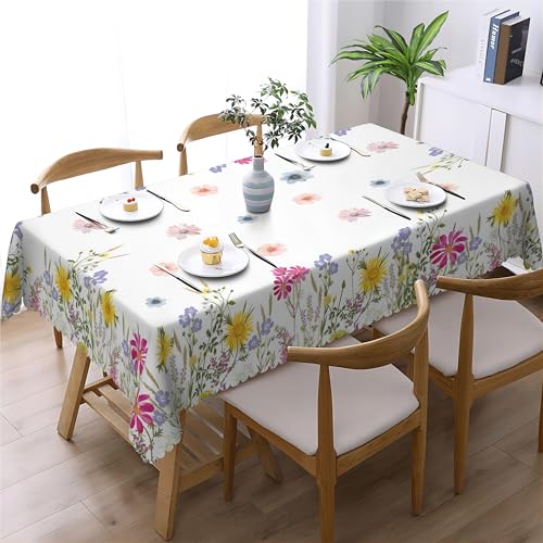 Rechteckige Tischdecke Blumen Tischdecke Polyester wasserdicht fleckenfrei, Blätter Tischdecke für zu Hause Küche Essparty Terrasse Innenbereich Außenbereich 110x140cm von SUMLAND