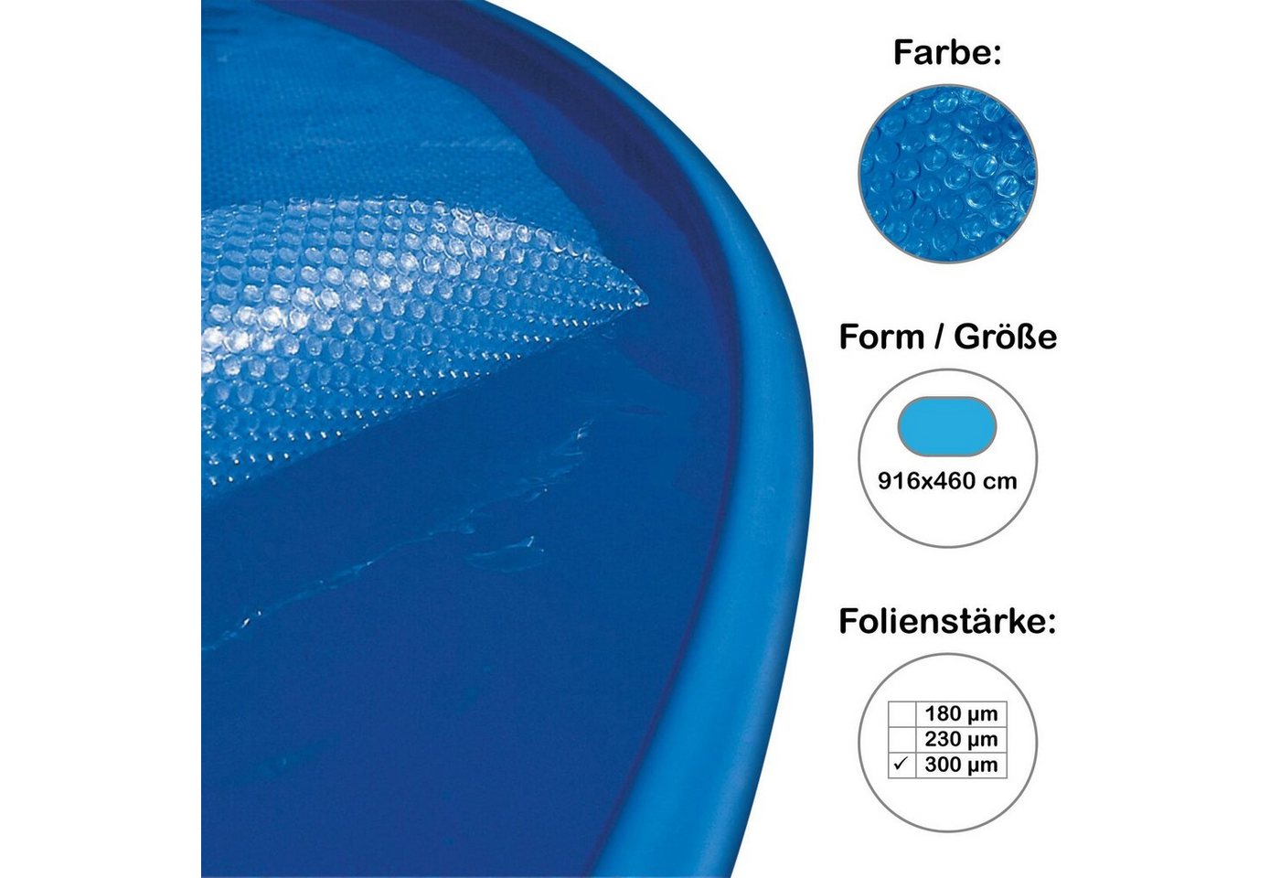 SUMMER FUN Pool-Abdeckplane Solarplane, Solarfolie Laguna für Pool oval 916x46, Chlorbeständig von SUMMER FUN