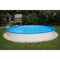 Stahlwandpool rund Exklusiv 350x150 cm, Stahl 0,8 mm weiß, Folie 0,6 mm blau, Einhängebiese von SUMMER FUN