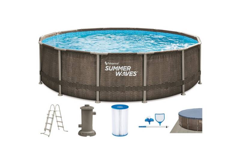 SUMMER WAVES Framepool TW28-P4Q01442B0EU Frame Elite Pool Dunkles Doppel-Rattan 427 x 107 von SUMMER WAVES
