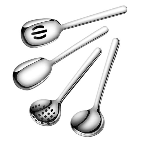 4 Pieces Kochgeschirrzubehör Servieren Löffel Küchenutensilien Kochen Besteck 304 Stahlstahl Textur Zum Kochen Suppenkelle von SUMMITDRAGON