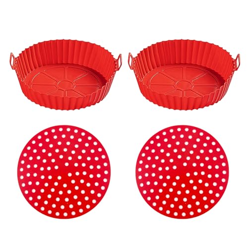 4pcs Round Air Fryers Silicon Liner 8 Zoll Wiederverwendbare Luft Frittiereinsätze Einsätze Luft Frittiertöpfe Für Ofenluft Frittierzubehör von SUMMITDRAGON