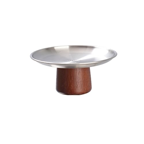 Edelstahl Metallkuchenschalen Haushaltsfruchtausstellungsplatte Hochfuhren Dessertpfannen Mit Holzbasis Für Tisch Tragbare Picknicks Tablett von SUMMITDRAGON
