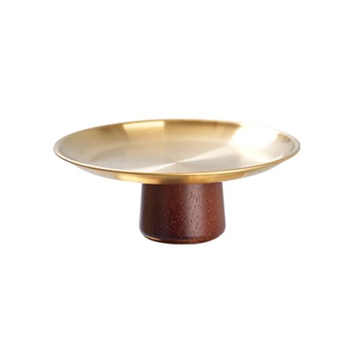 Edelstahl Metallkuchenschalen Haushaltsfruchtausstellungsplatte Hochfuhren Dessertpfannen Mit Holzbasis Für Tisch Tragbare Picknicks Tablett von SUMMITDRAGON