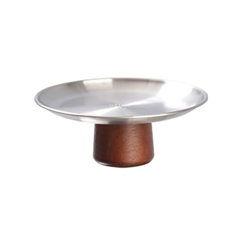 Edelstahl Metallkuchenschalen Haushaltsfruchtausstellungsplatte Hochfuhren Dessertpfannen Mit Holzbasis Für Tisch Tragbare Picknicks Tablett von SUMMITDRAGON