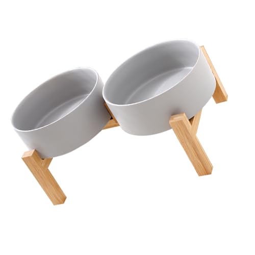 SUMMITDRAGON Keramik Haustier Doppelschüssel Gericht Mit Holzbasis Hund Und Katzen Fütterungsstation Nonspill Design Für Hausgebrauch Erhöhte Keramikhundschale Mit Holzständer SUMMITDRAGON Keramik Haustier Doppelschüssel Gericht Mit Holzbasis Hund Und Katzen Fütterungsstation Nonspill Design Für Hausgebrauch Erhöhte Keramikhundschale Mit Holzständer von SUMMITDRAGON