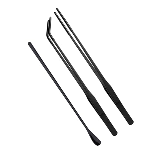 SUMMITDRAGON Edelstahllöffel Pinzeln Klemmreptilien Fütterungswerkzeug Mit Schwarz Beschichteter Spitze Für Sichere Gerade/Gebogene Gummispitze Pinzetten von SUMMITDRAGON