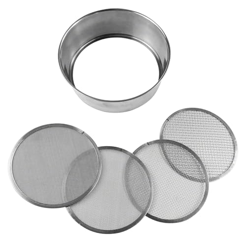 SUMMITDRAGON Gartenfenster Siebe Edelstahl Rätsel Sieb Set 8 Zoll Durchmesser 4 Netzgrößen Für Effiziente Bodenbelastung von SUMMITDRAGON