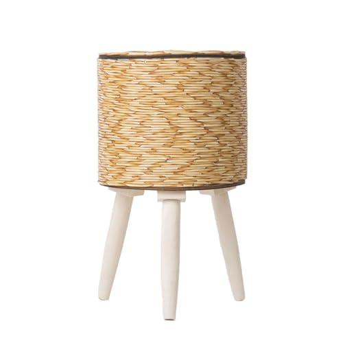 SUMMITDRAGON Handgewebte Rattan Pflanzenständer Gelbe Benutzerfreundliche Materialien Und Robuste Mehrstufige Designs Für Den Innenraum Freien Außenbereich Nutzungszimmer Eckständer von SUMMITDRAGON