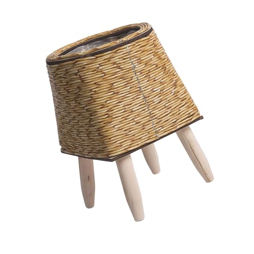SUMMITDRAGON Hell Wicker Look Pflanzenbehälter Künstlicher Rattan Gewebte Blumentöpfe Elegante Pflanzertöpfe Für Home Decoration Drainage Hole Pflanzer von SUMMITDRAGON