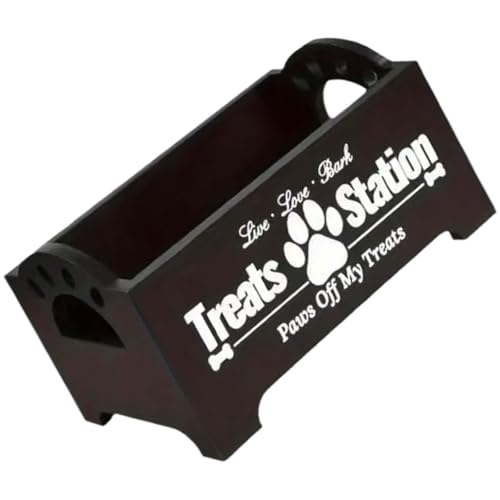 SUMMITDRAGON Holz Haustier Behandeln Behälter Multifunktionaler Hundefutter Lagerorganisator Mit 2 Plastikgläser Katzen Snacks Box Easy Assembly Haustier Lagerung von SUMMITDRAGON