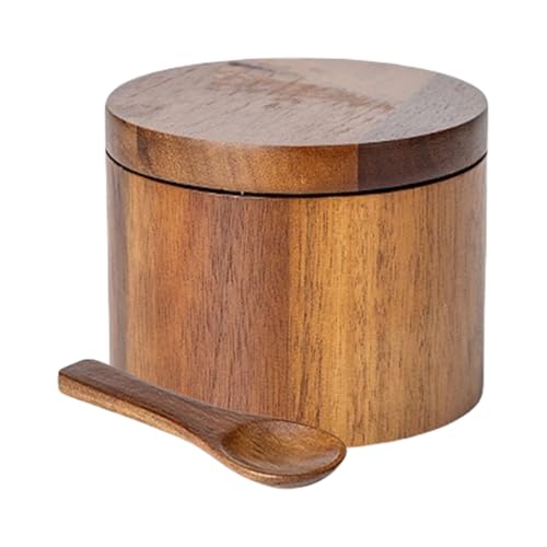 SUMMITDRAGON Küchengewürze Töpfe Zubehör Multifunktional Holz Gewürze Glas Praktische Siegelhalter Für Lebensmittel Frische In Kücheninsektenbeständige Salztöpfe von SUMMITDRAGON