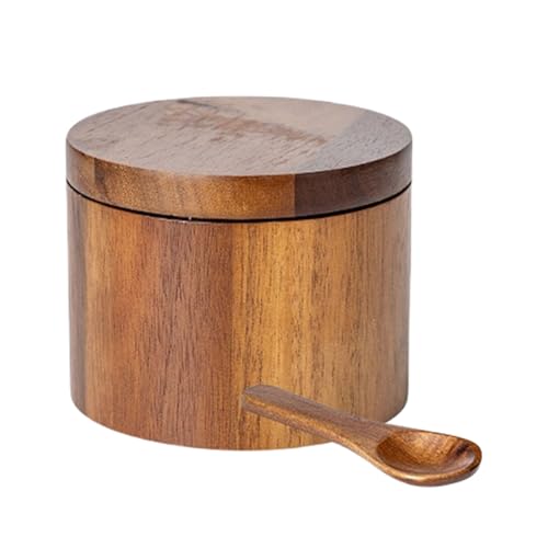 SUMMITDRAGON Küchengewürze Töpfe Zubehör Multifunktional Holz Gewürze Glas Praktische Siegelhalter Für Lebensmittel Frische In Kücheninsektenbeständige Salztöpfe von SUMMITDRAGON