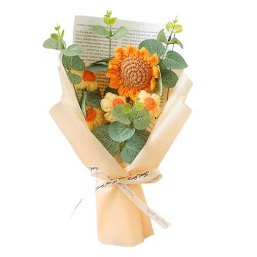 SUMMITDRAGON Wollblume Bouque Handgestrickte Blumen Home Dekoration Sicher Für Kinder Und Haustier Und Erwachsene Geschenk Nicht Verblassen von SUMMITDRAGON