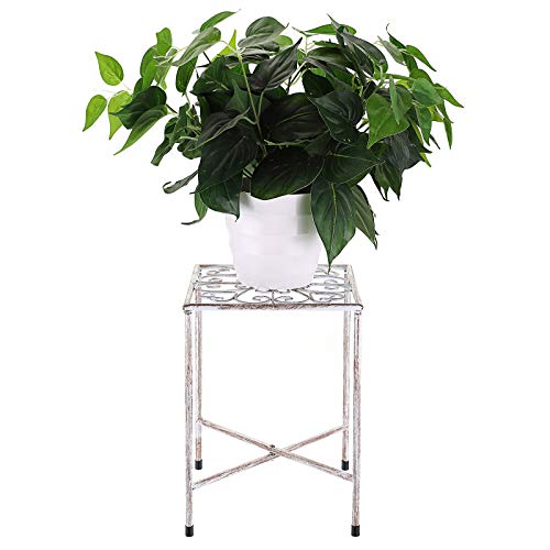 SUMNACON 1 x Metall-Pflanzenständer, Blumentopf-Halter für drinnen und draußen, Weiß (Pflanze nicht im Lieferumfang enthalten) von SUMNACON