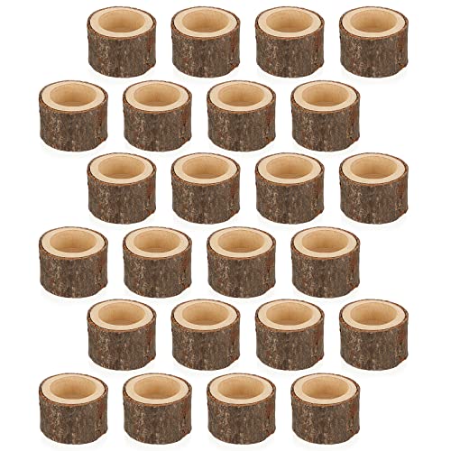 SUMNACON 24 Stück Teelichthalter Holz Votivkerzenhalter Kerzenleuchter Kerzenhalter Kerzenständer Dekoration für Tisch Hochzeit Weihnachtsfeier Valentinstag Heimdekoration(4CM,Braun) von SUMNACON