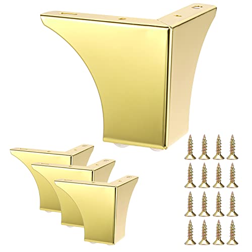 SUMNACON 4 Stück 10cm Möbelfüße aus Stahl Schrankfüße Beine für Stühle Tisch Schrank TV-Schränke Schubladen Sofa Mit Schrauben Möbelbeine Einfachen Montage Dreieck(Golden) von SUMNACON