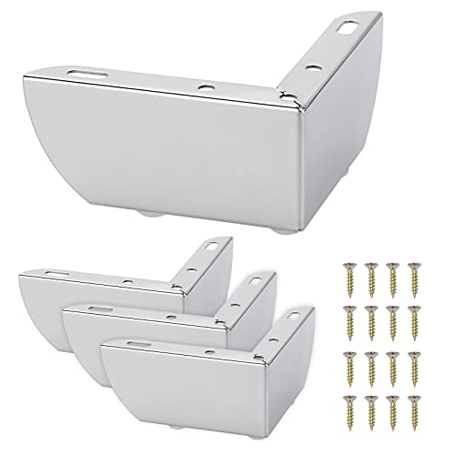 SUMNACON 4 Stück 5cm Möbelfüße aus Stahl Schrankfüße Beine für Stühle Tisch Schrank TV-Schränke Schubladen Sofa Mit Schrauben Möbelbeine Einfachen Montage Dreieck(Silber) von SUMNACON