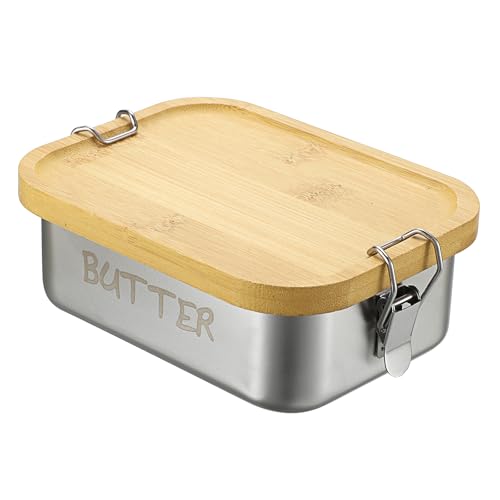SUMNACON Butterbox mit Bambusdeckel, Butterdose aus Edelstahl, Mikrowellen-/Spülmaschinenfest Butterschale mit Schnalle, Versiegelte Butterglocke für Haushalt und Küche, Silber 850ml SUMNACON Butterbox mit Bambusdeckel, Butterdose aus Edelstahl, Mikrowellen-/Spülmaschinenfest Butterschale mit Schnalle, Versiegelte Butterglocke für Haushalt und Küche, Silber 850ml von SUMNACON