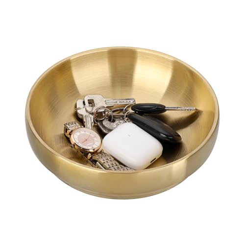 SUMNACON Dekoschale, Hochglanzpolierte Schlüsselschale, aus Edelstahl, Ø 18 cm, Servierschalen, Moderne Schmuckschale als Deko Geschenk Snackschalen Dipschale Gold von SUMNACON
