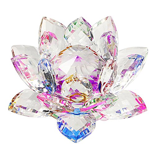 SUMNACON Lotusblüte, Kristall, für die Dekoration im Haus, Geburtstag, Partys (100 mm, Mehrfarbig) von SUMNACON
