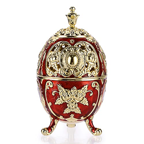 SUMNACON Vintage Räuchergefäß aus Zinklegierung mit Deckel Räucherstäbchenhalter Räucherschälchen Räucherschale Weihrauchbehälter Hausdekoration Geschenk(Kugelform Rot) von SUMNACON