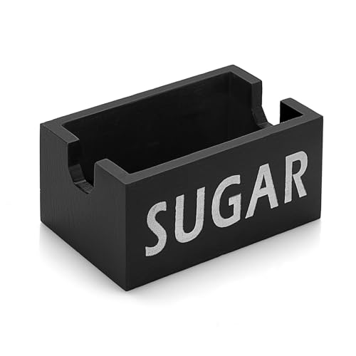 SUMNACON Zucker-Halter für Kaffee-Bar Bauernhaus Zucker-Pakete Caddy Holz Zucker-Paket-Container Zucker-Pakete Dispenser Zucker-Paket-Organisator für Home Restaurant(schwarz) von SUMNACON