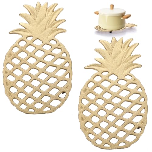 Sumnacon 2 Stück 21.6x13.2 cm Gusseisen-Untersetzer – rustikale hitzebeständige Metalluntersetzer für heiße Speisen, Töpfe, Pfannen, Teller, Teekanne, Theke, Esstisch von SUMNACON